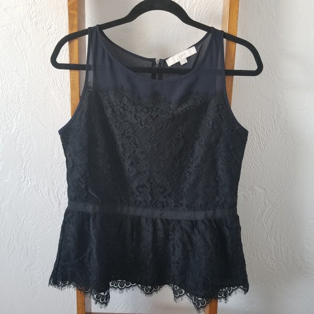 Ann Taylor Loft Sleeveless Peplum Zipper Back Top Size 8